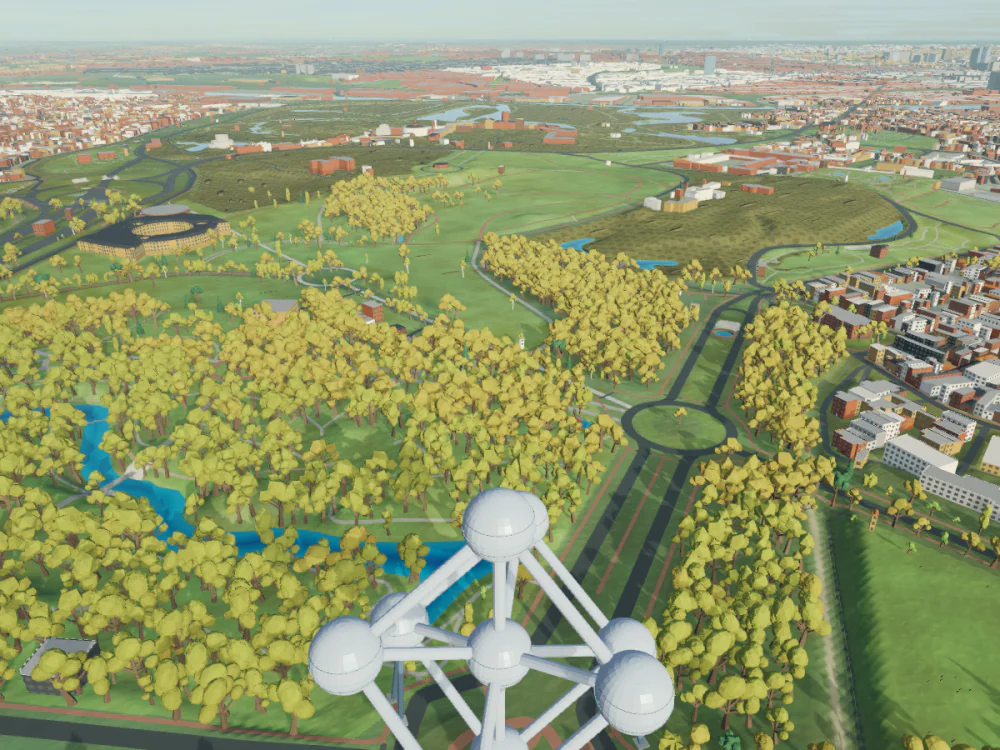 Atomium, Brussels, rendered in Low Poly Earth