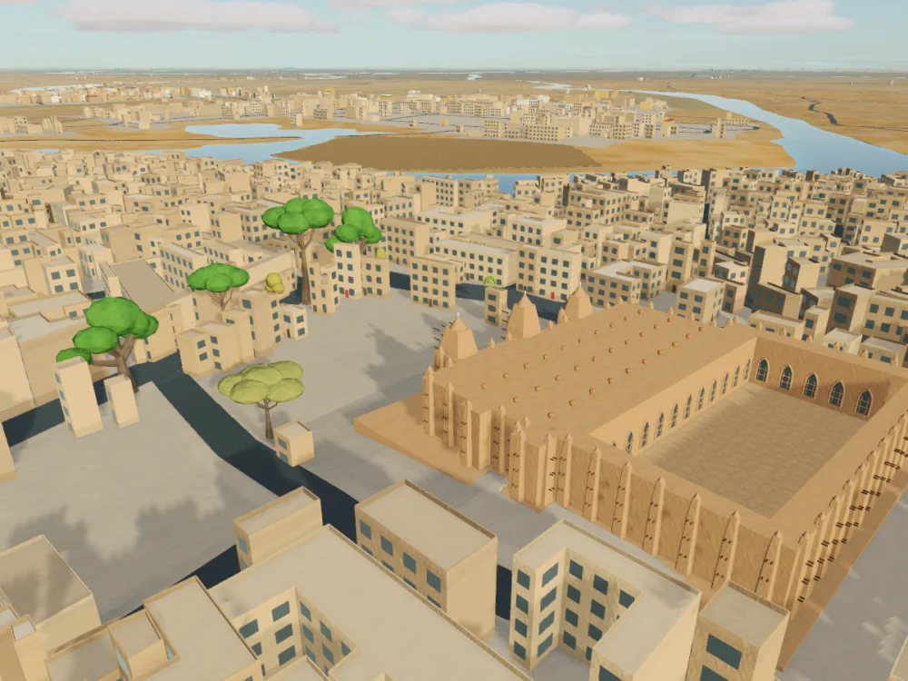 Great Mosque of Djenné, Mali, rendered in Low Poly Earth
