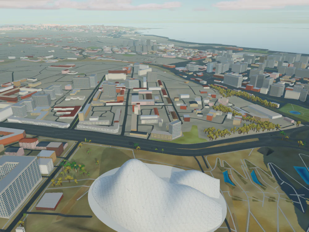 Heydar Aliyev Center, Baku, rendered in Low Poly Earth