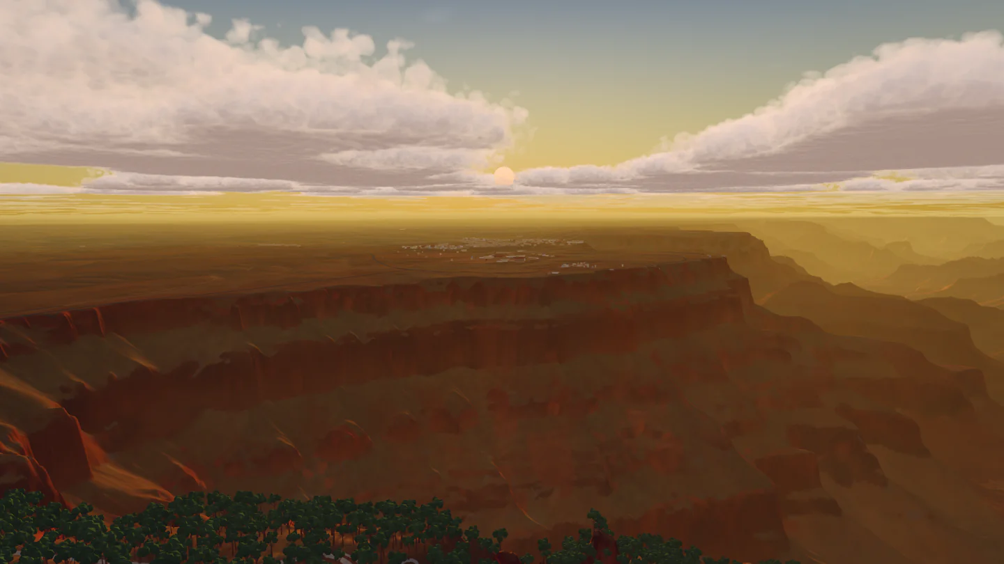 South Rim at sunset, Grand Canyon, United States. Rendered in Low Poly Earth.